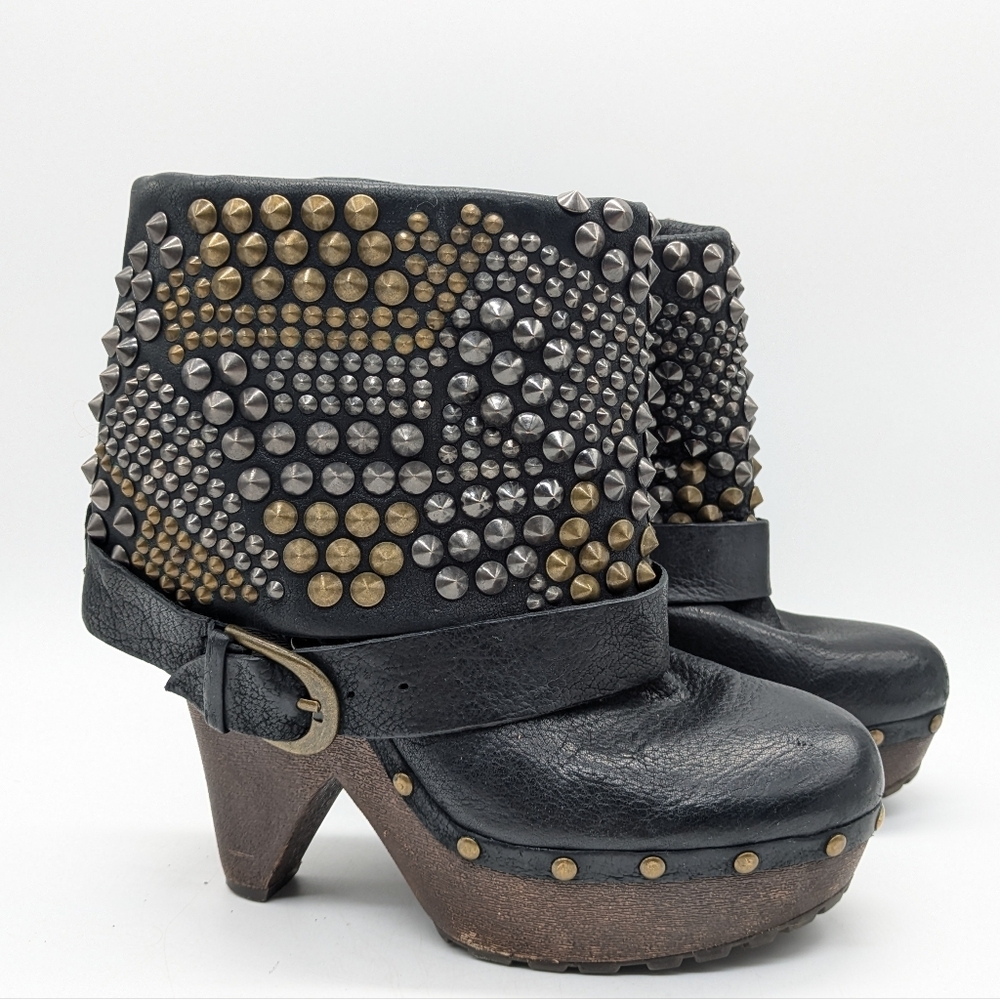 Studded Platform Clog Boot - Black